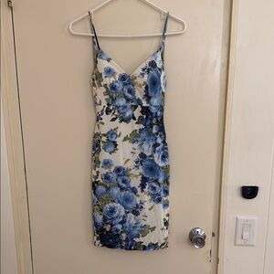 GBG Los Angeles Blue and White Spaghetti Strap Sheath Dress
